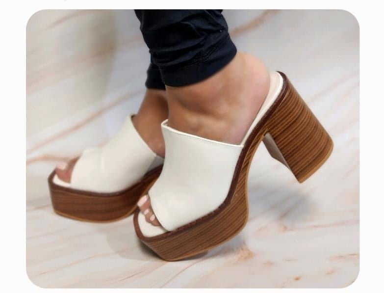 Post Platform Heels - WHITE