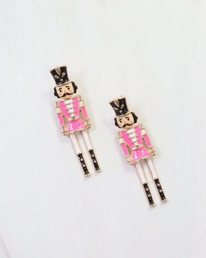 Naughty or Nice Nutcracker Earring Hot Pink