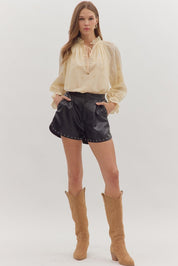 Fine In Leather- High Rise Leather Shorts