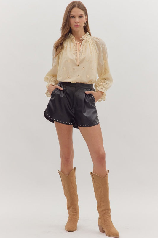 Fine In Leather- High Rise Leather Shorts