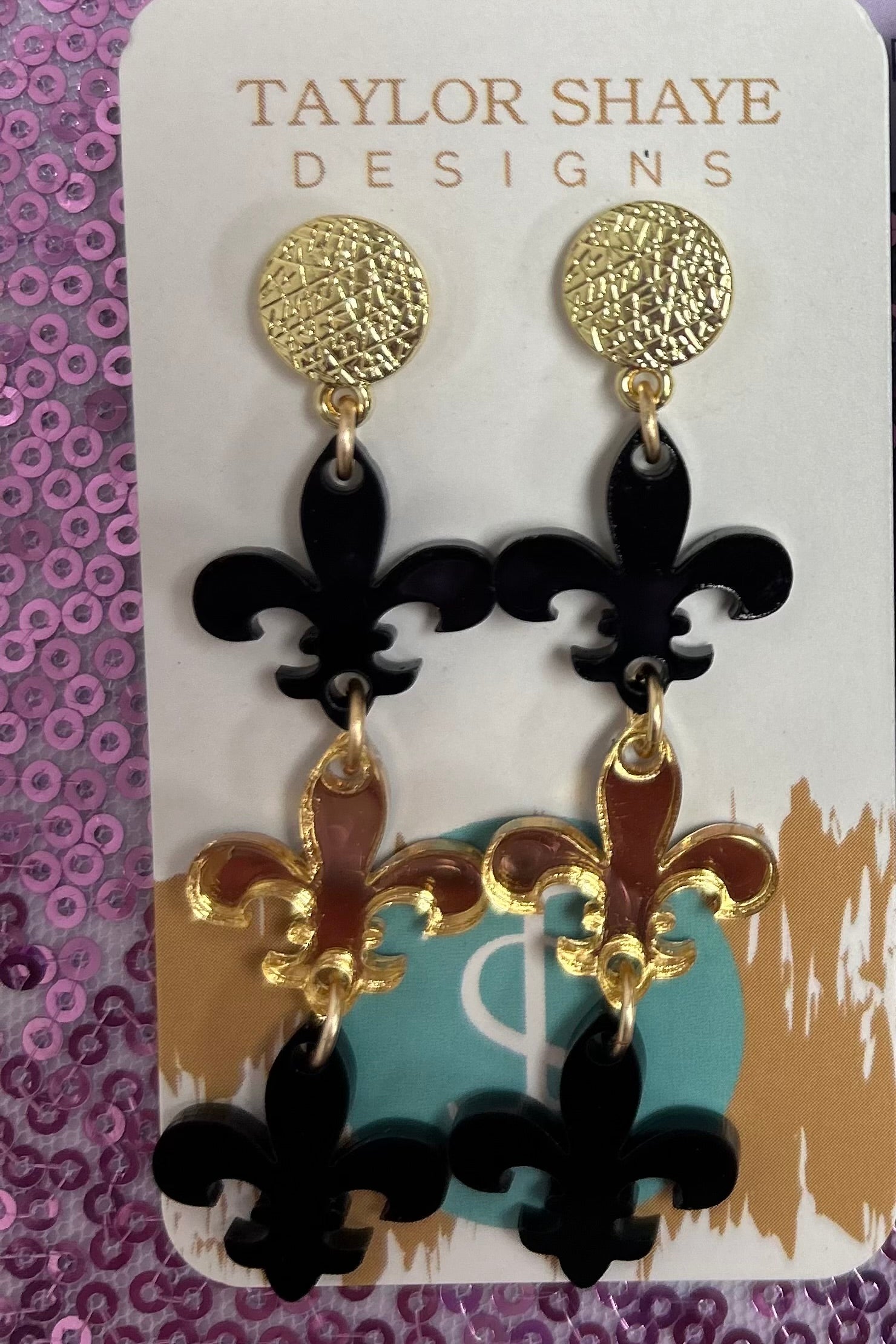 Taylor Shaye Drop Fleur De Lis Earrings