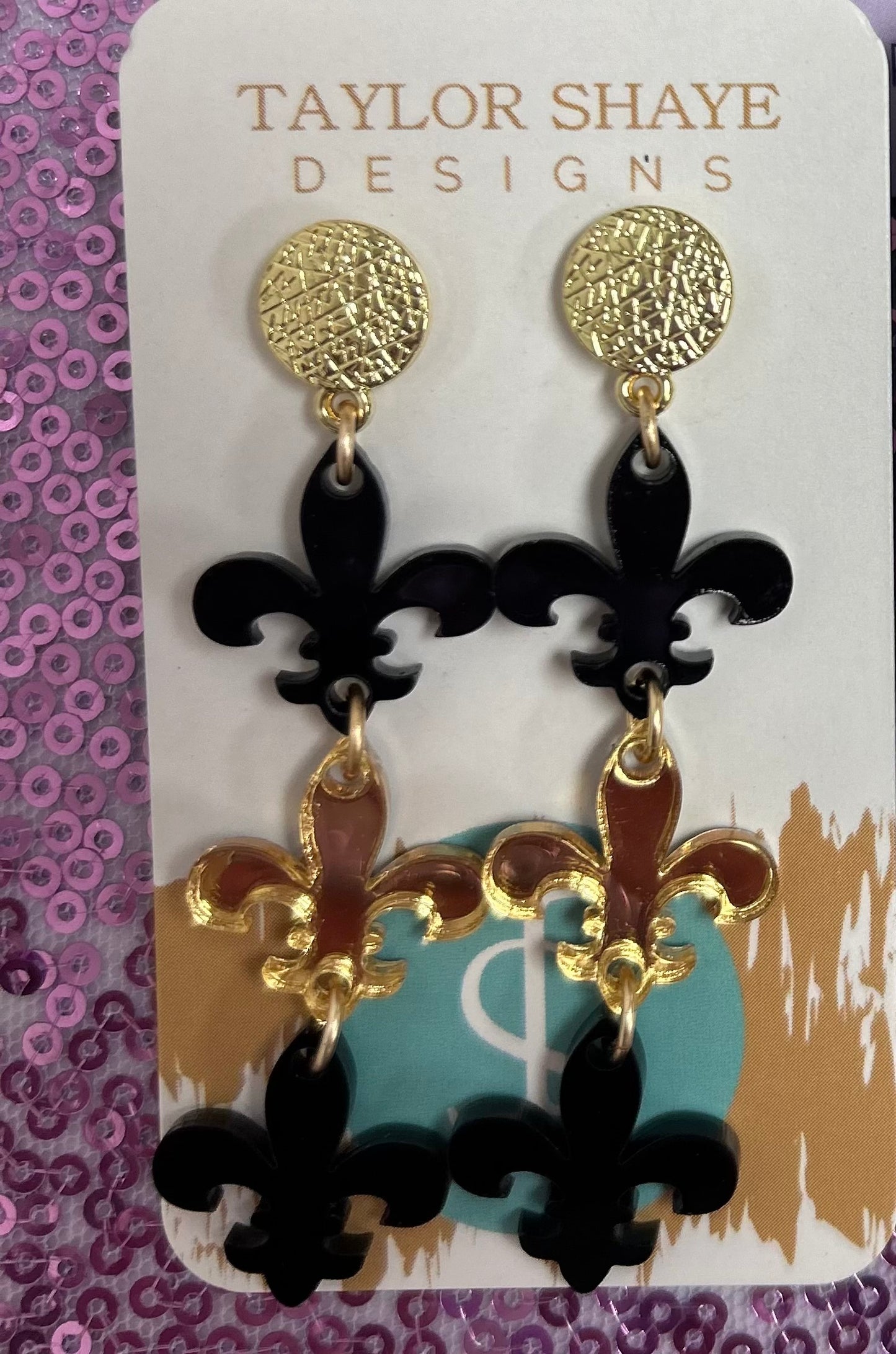 Taylor Shaye Drop Fleur De Lis Earrings