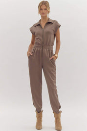 Sleeveless Drop Shoulder Jumpsuit