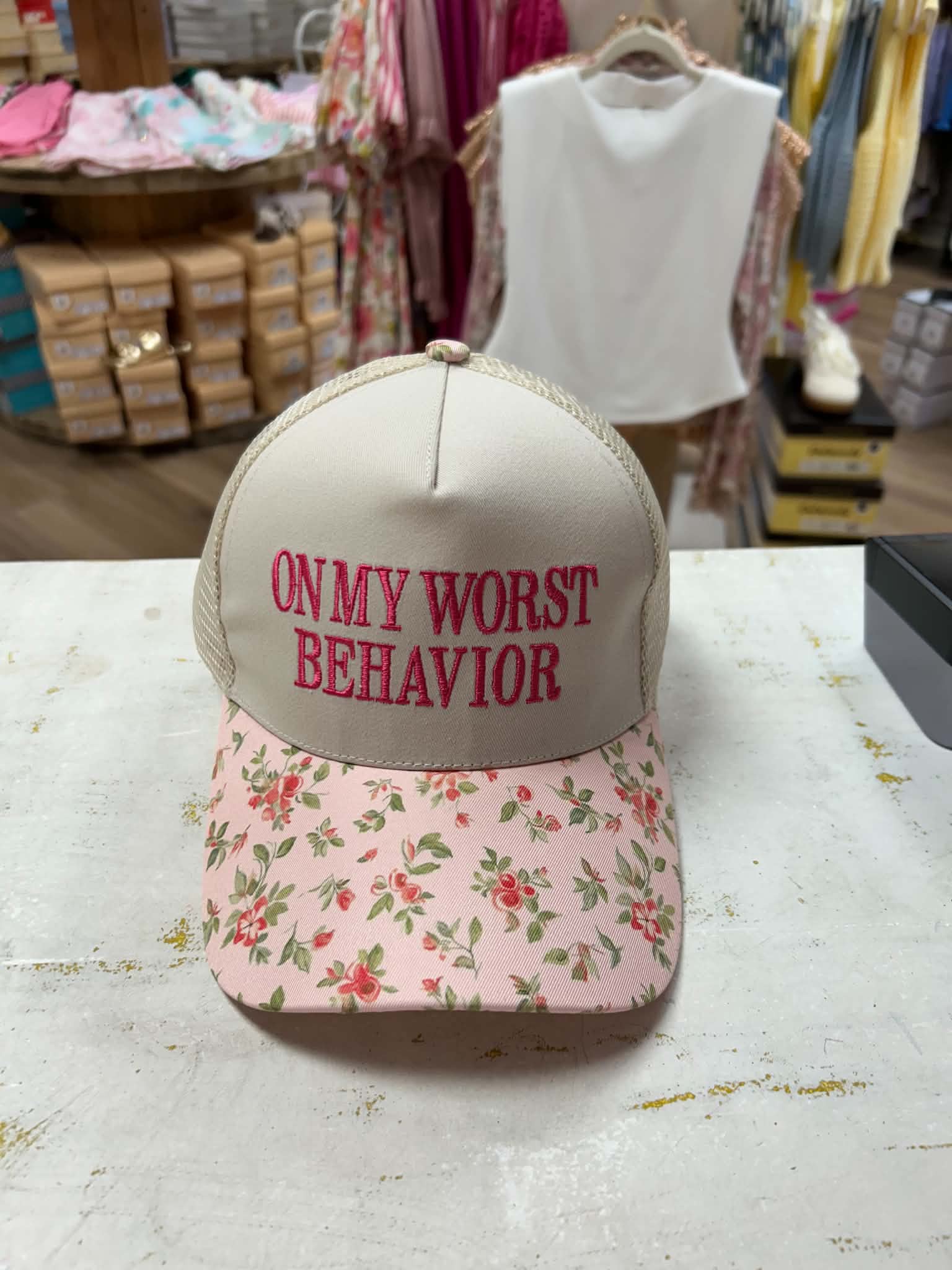 On My Worst Behavior- Two Tone Mesh Snapback Hat
