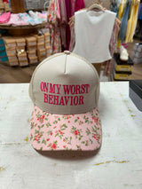 On My Worst Behavior- Two Tone Mesh Snapback Hat