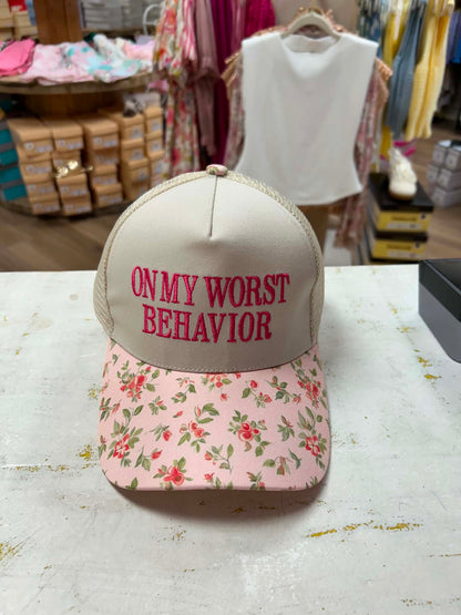 On My Worst Behavior- Two Tone Mesh Snapback Hat