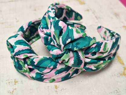 Green Spring Floral Knotted Headband