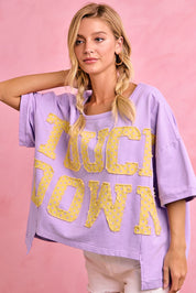 Gameday Theme Polka Dot Patches Short Sleeves Top