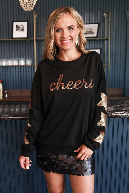 Cheers Sequin Stars Sweatshirt