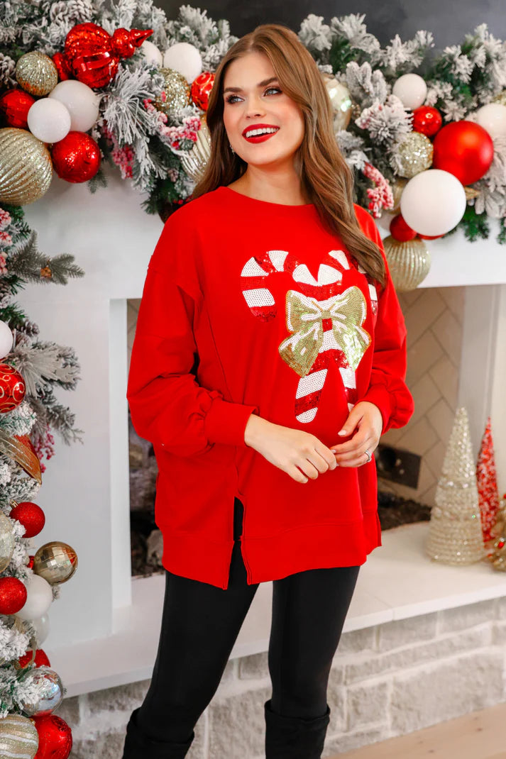 Candy Cane Lane Sequin Top