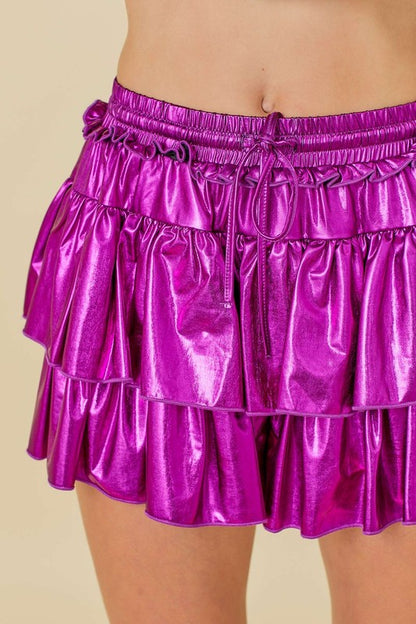 Metallic Ruffle Skort