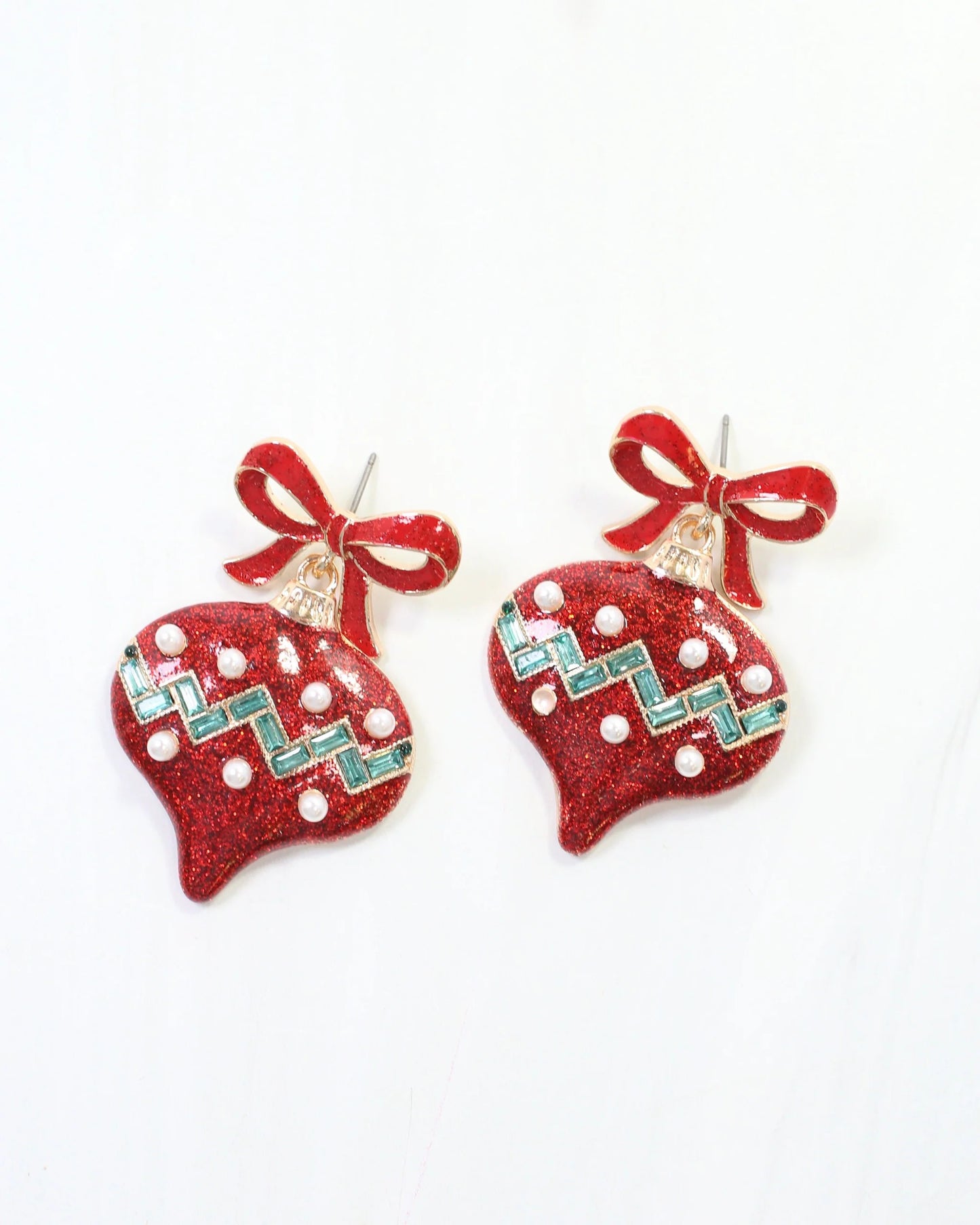 Bridger Bow and Ornament Earring Red