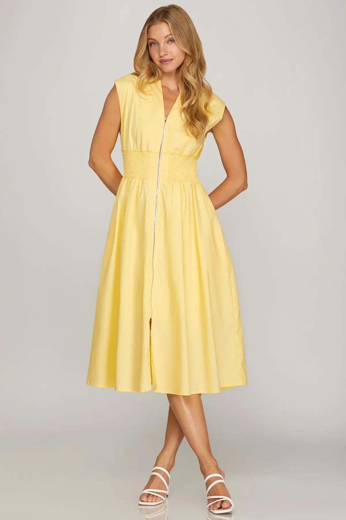 Lilly- Smocked Waist Midi Dress