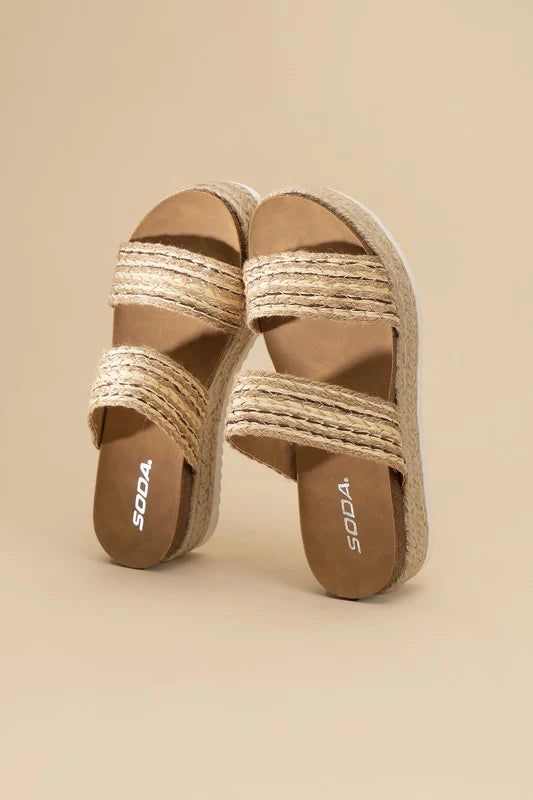 West Platform Sandal - Natural/gold/multi