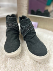 Very G Flora- Black Distressed Rhinestone High Top-FINAL SALE