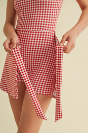 KIMBERLY- Tie Waist Romper Skort With Built in Shorts