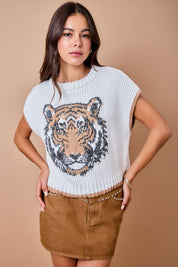Game Day Tiger Intarsia Sweater Top