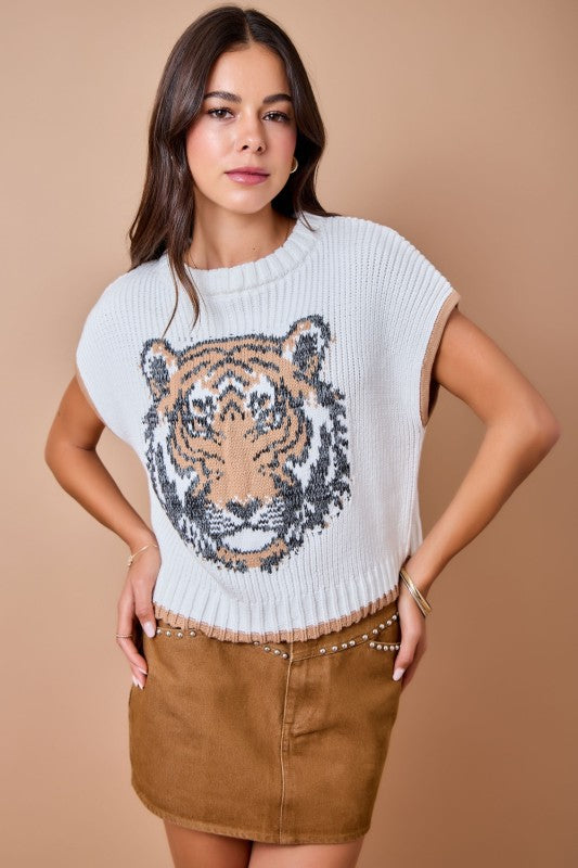 Game Day Tiger Intarsia Sweater Top