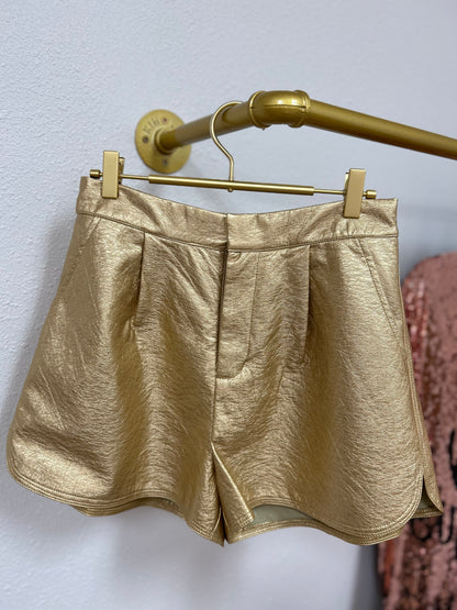 Pleather Shorts - Gold