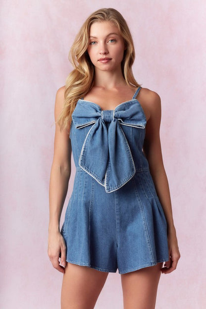 Scallop Trim Bow Detail Romper