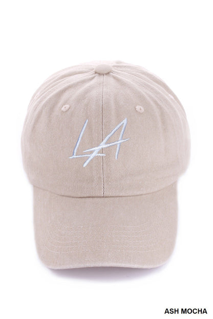 Washed Embroidered City Cap - Ash Mocha LA