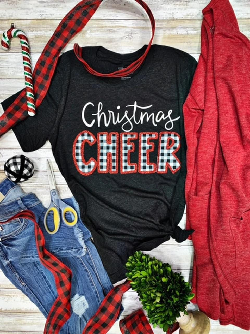 Charcoal Glitter Christmas Cheer Tee