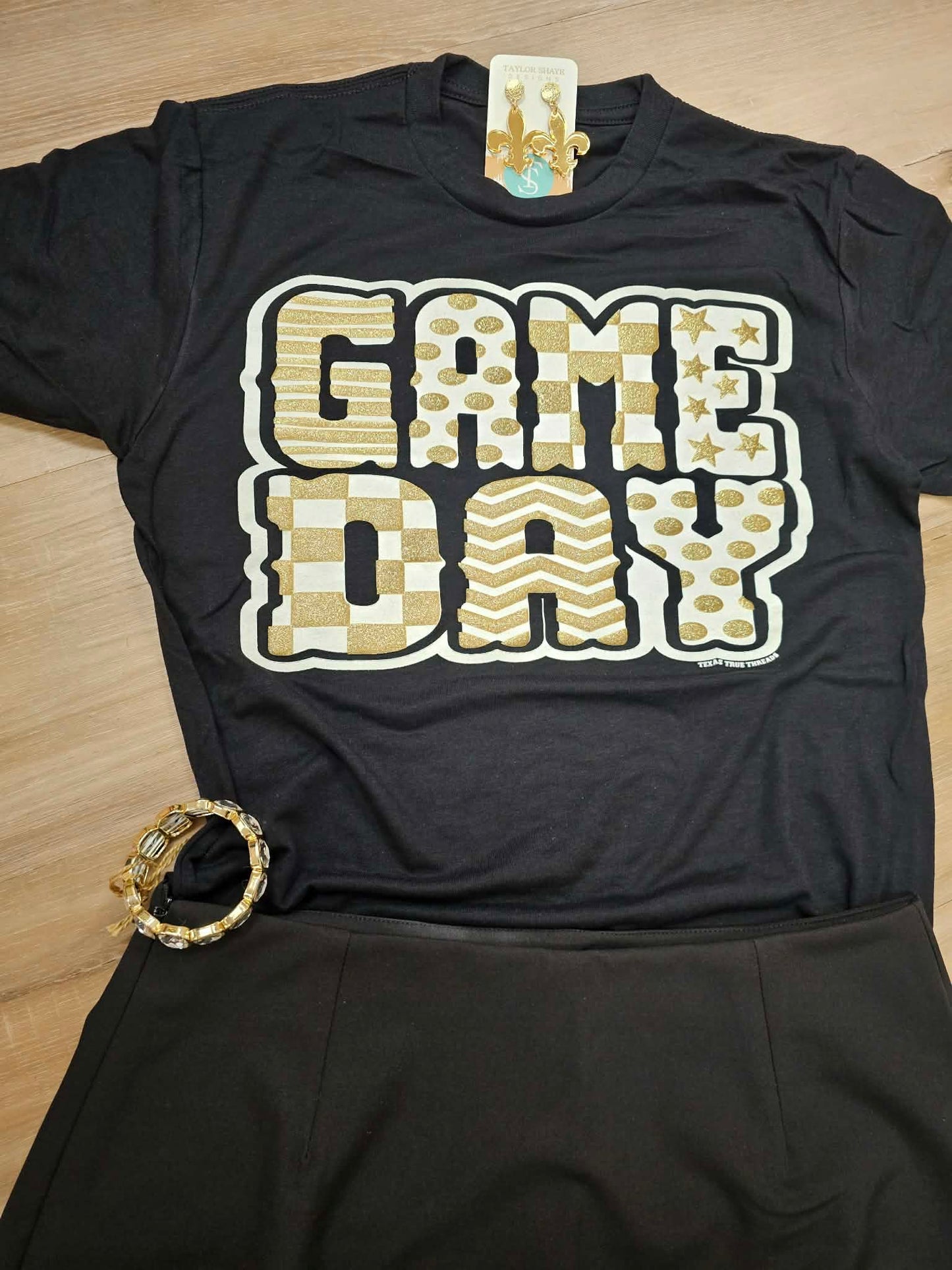 Funky Game Day Tee with Glitter Puff
