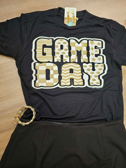 Funky Game Day Tee with Glitter Puff