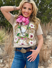 Callie Ann Gold Floral Cross Tee