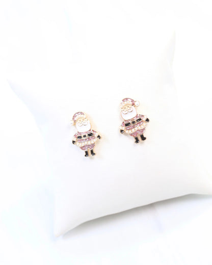 Cheery Santa Stud Earring Pink