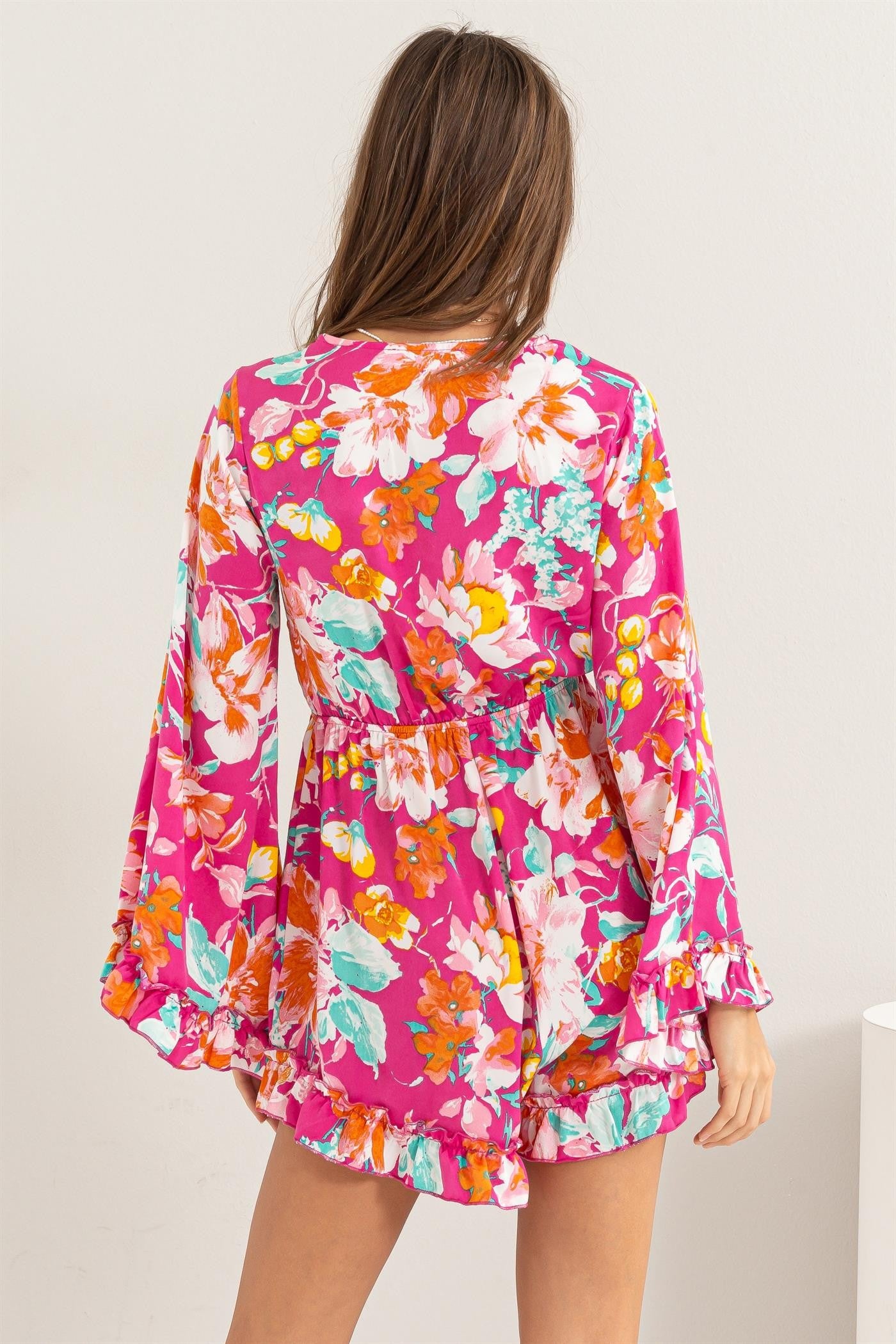 Fresh Start Floral Romper - Magenta