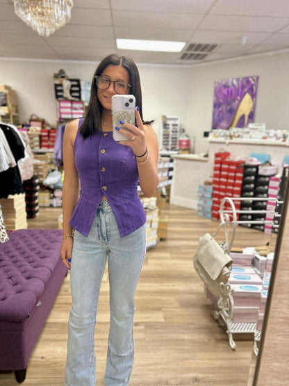 Slim Fit Color Denim Vest