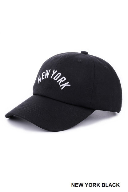 Embroidered City Cap - Black New York