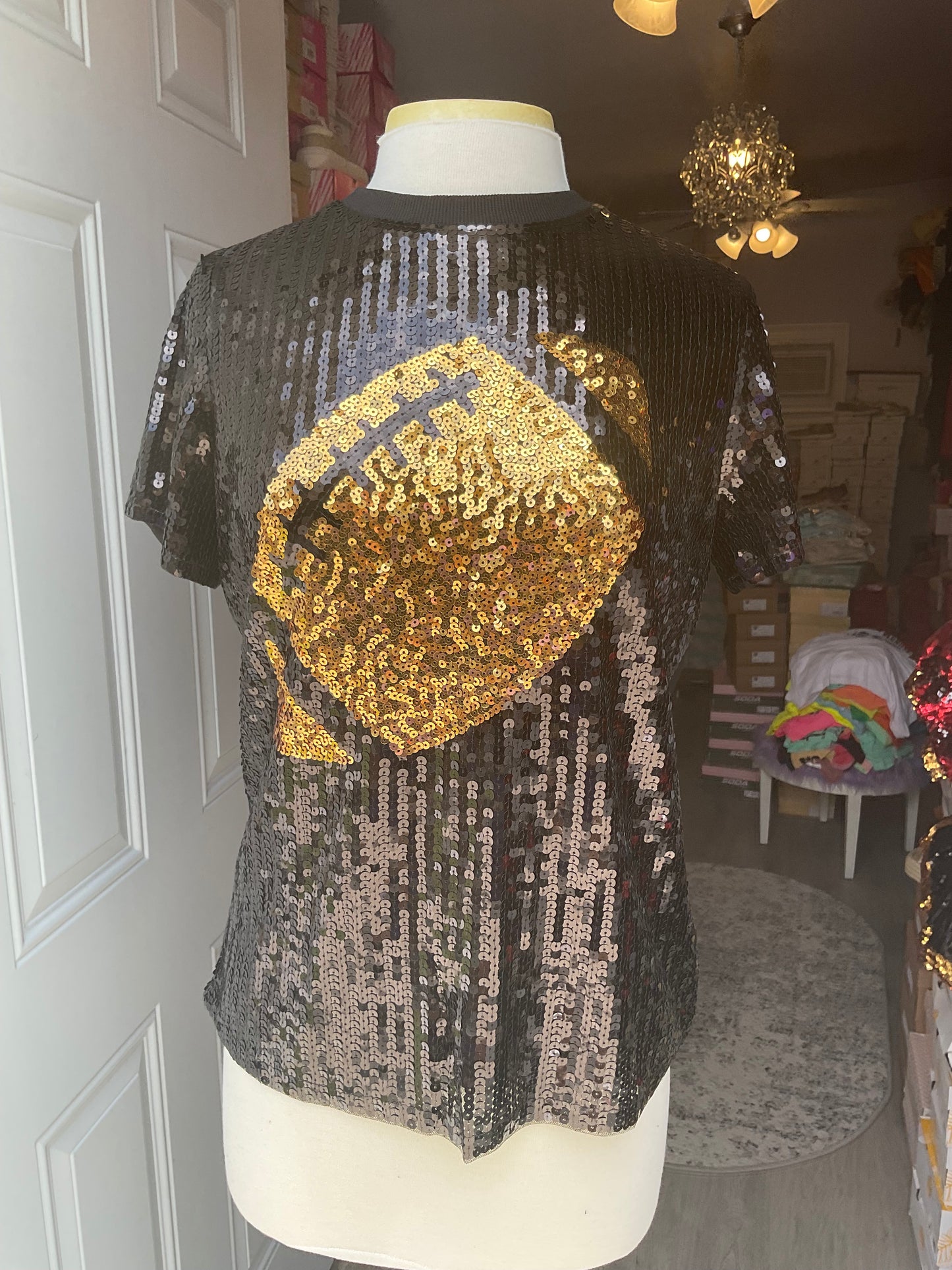 Sequin Football Game Day Top