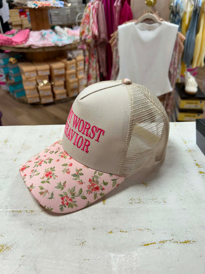 On My Worst Behavior- Two Tone Mesh Snapback Hat