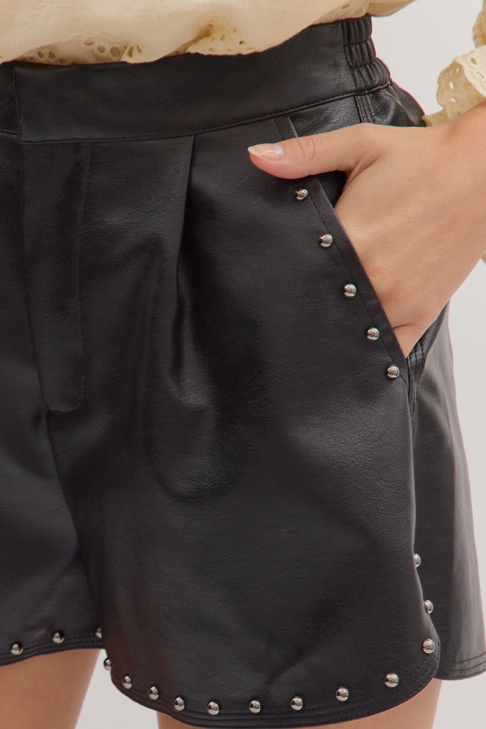 Fine In Leather- High Rise Leather Shorts