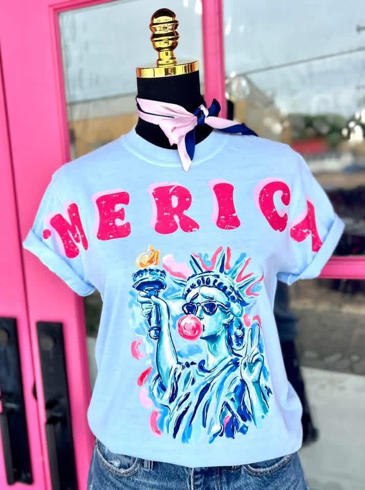Merica- Statue of Liberty bubble pop Graphic Tee Shirt, Funny Tee