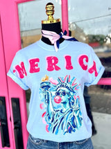 Merica- Statue of Liberty bubble pop Graphic Tee Shirt, Funny Tee