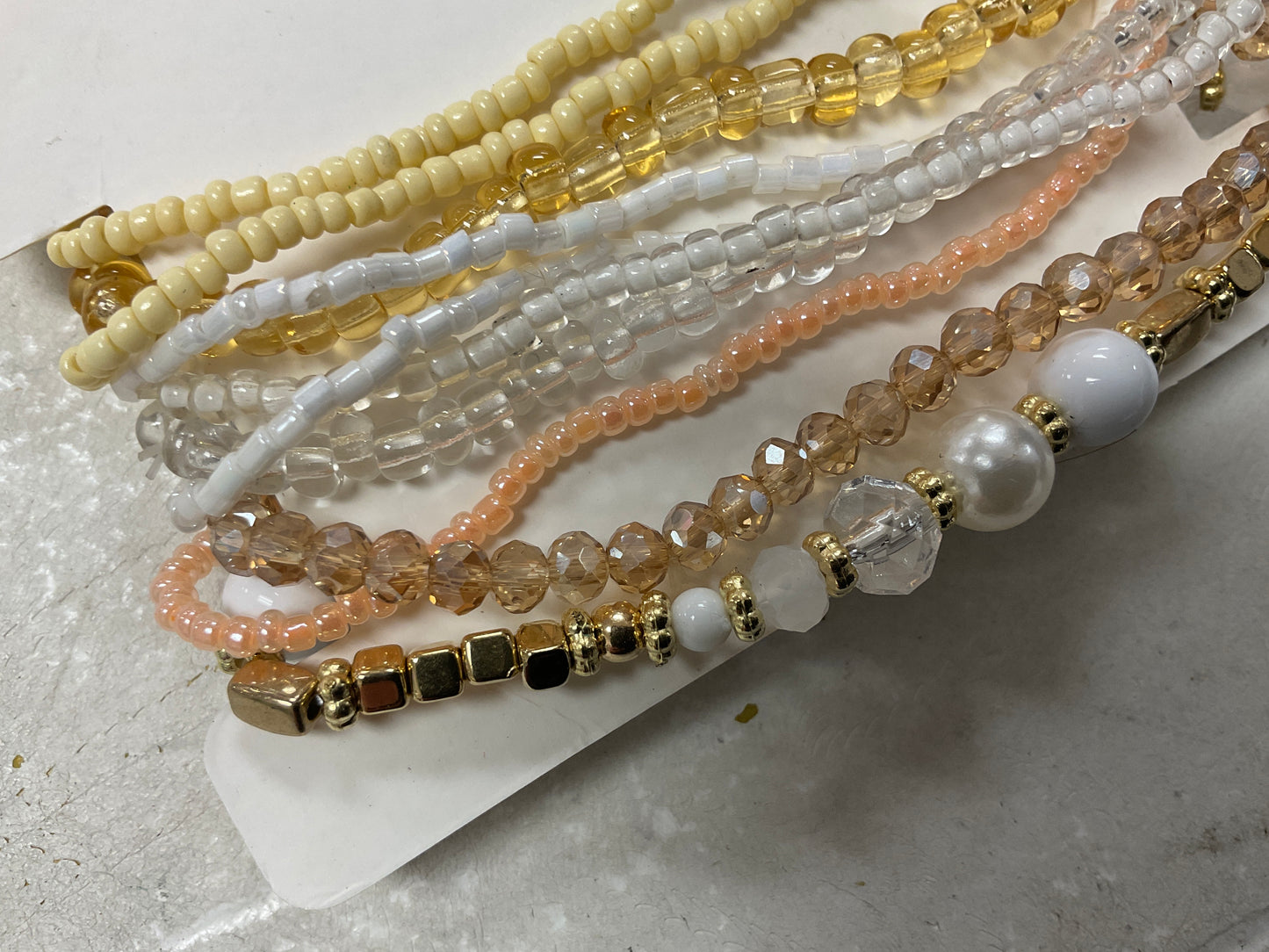 Light Pink & Pastel Yellow Stretchy Bracelet Set