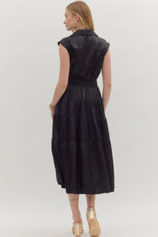Own the Night- Black Sleeveless Tiered Dress