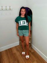 Green & White Gameday Short Sleeve Top