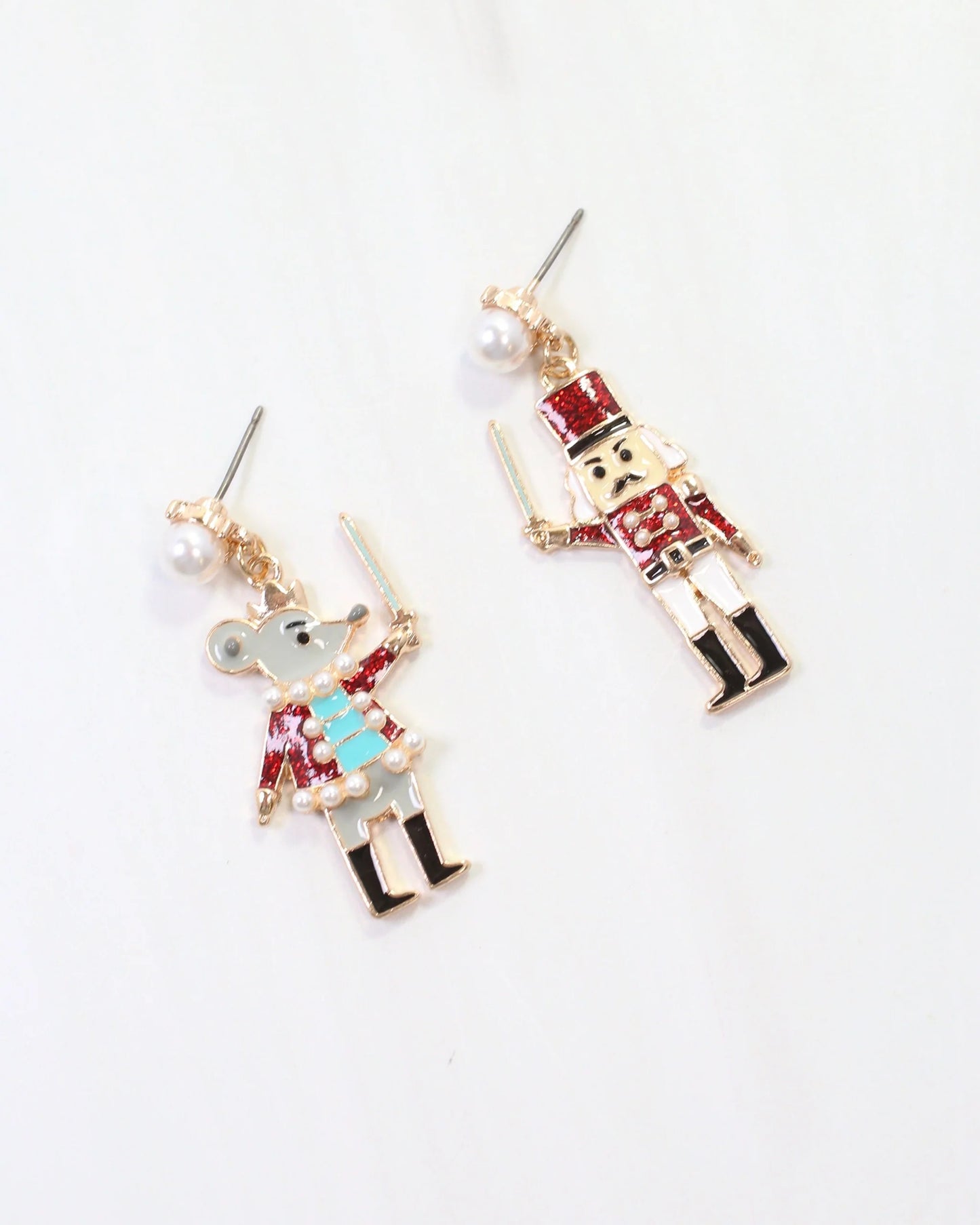 Mouse King and Nutcracker Earring Red