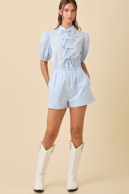 On A Cloud Bow Detail Romper