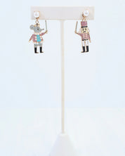 Mouse King and Nutcracker Earring Pink
