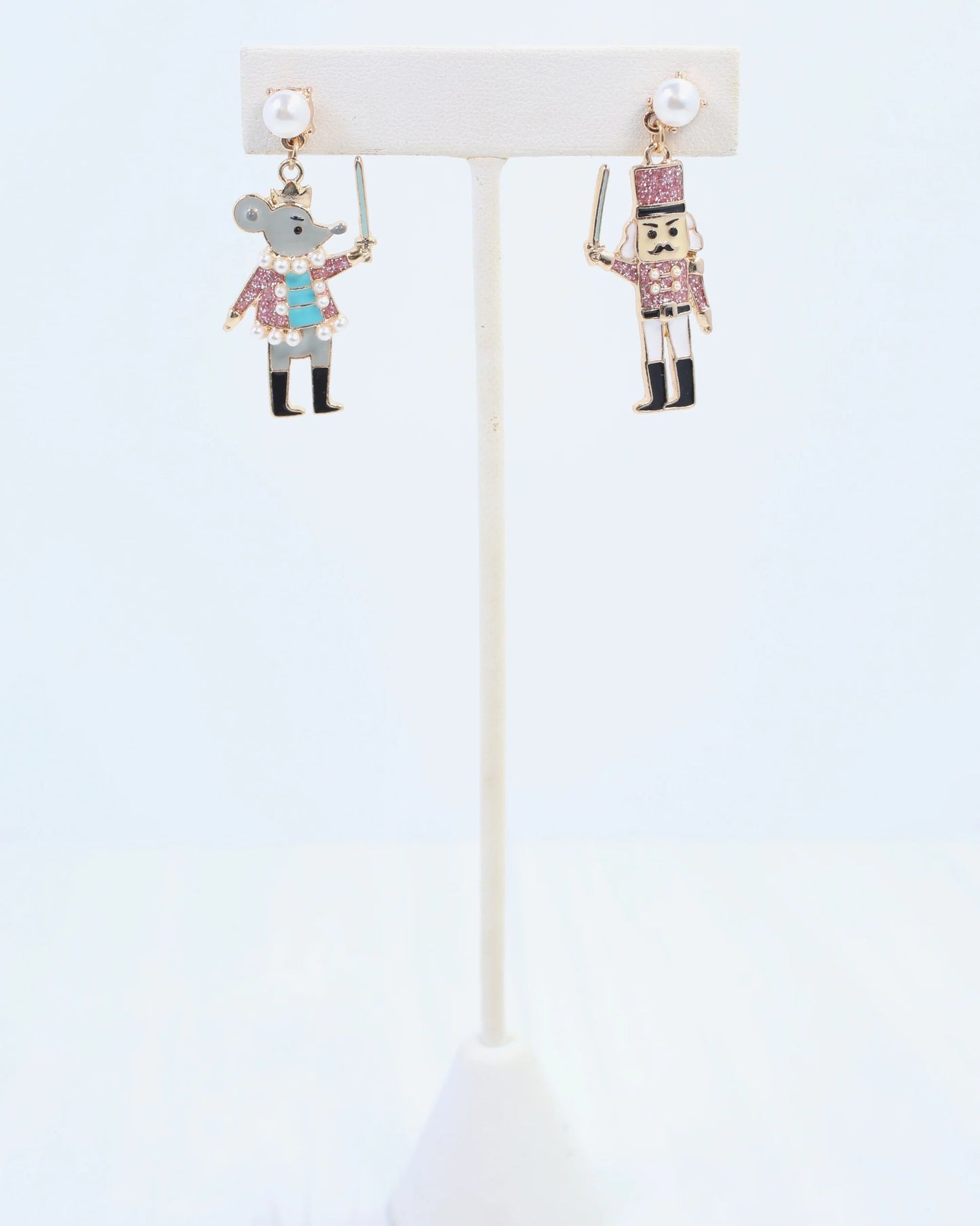 Mouse King and Nutcracker Earring Pink