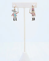 Mouse King and Nutcracker Earring Pink
