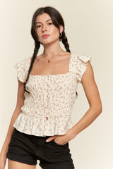 Daisy Ruffled Top - Cream-FINAL SALE