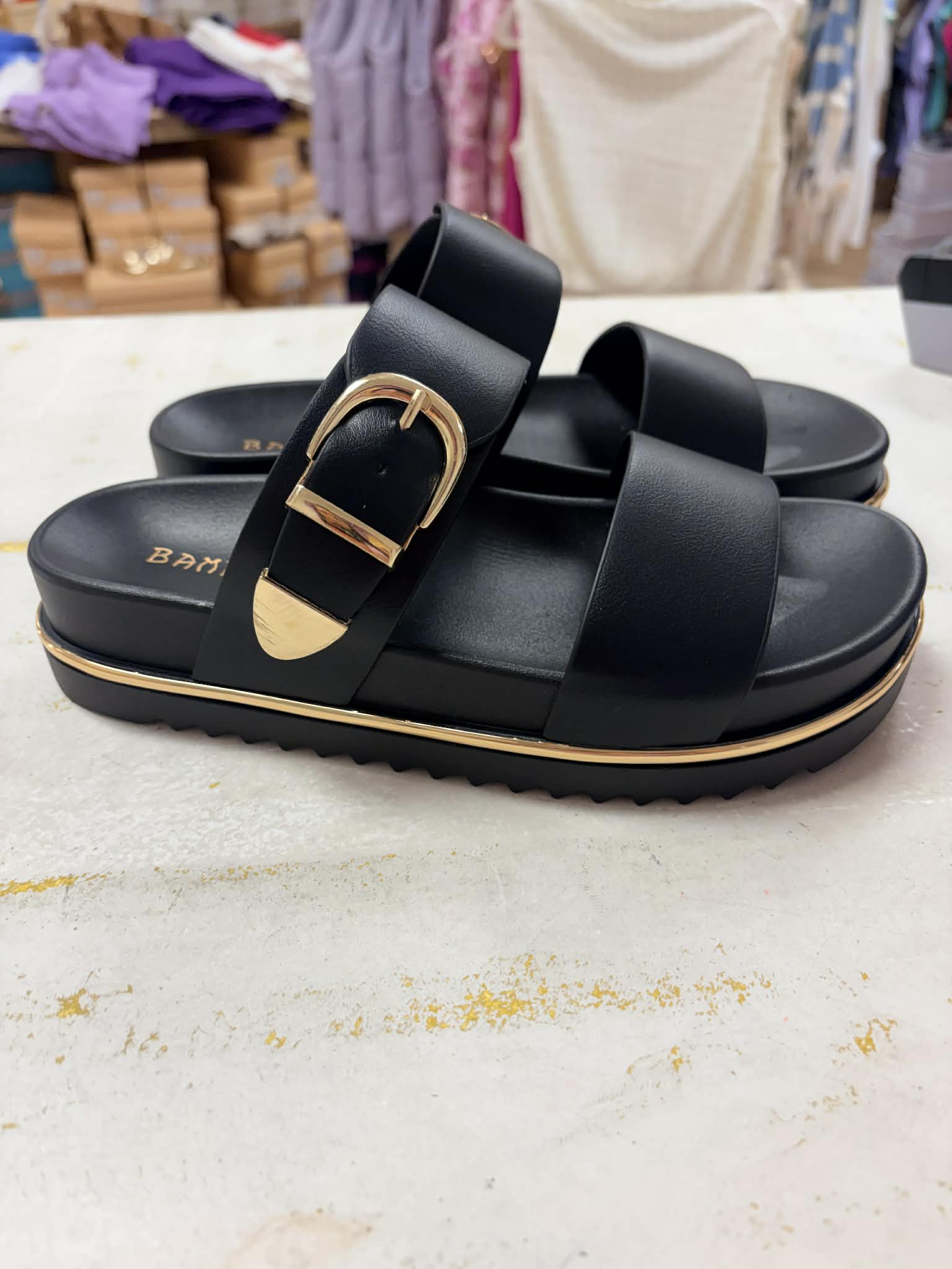 SALABLE- Black Double Strap Buckle Sandal