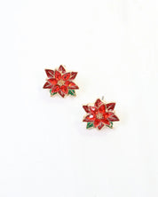 Prancer Poinsettia Enamel Stud Multi