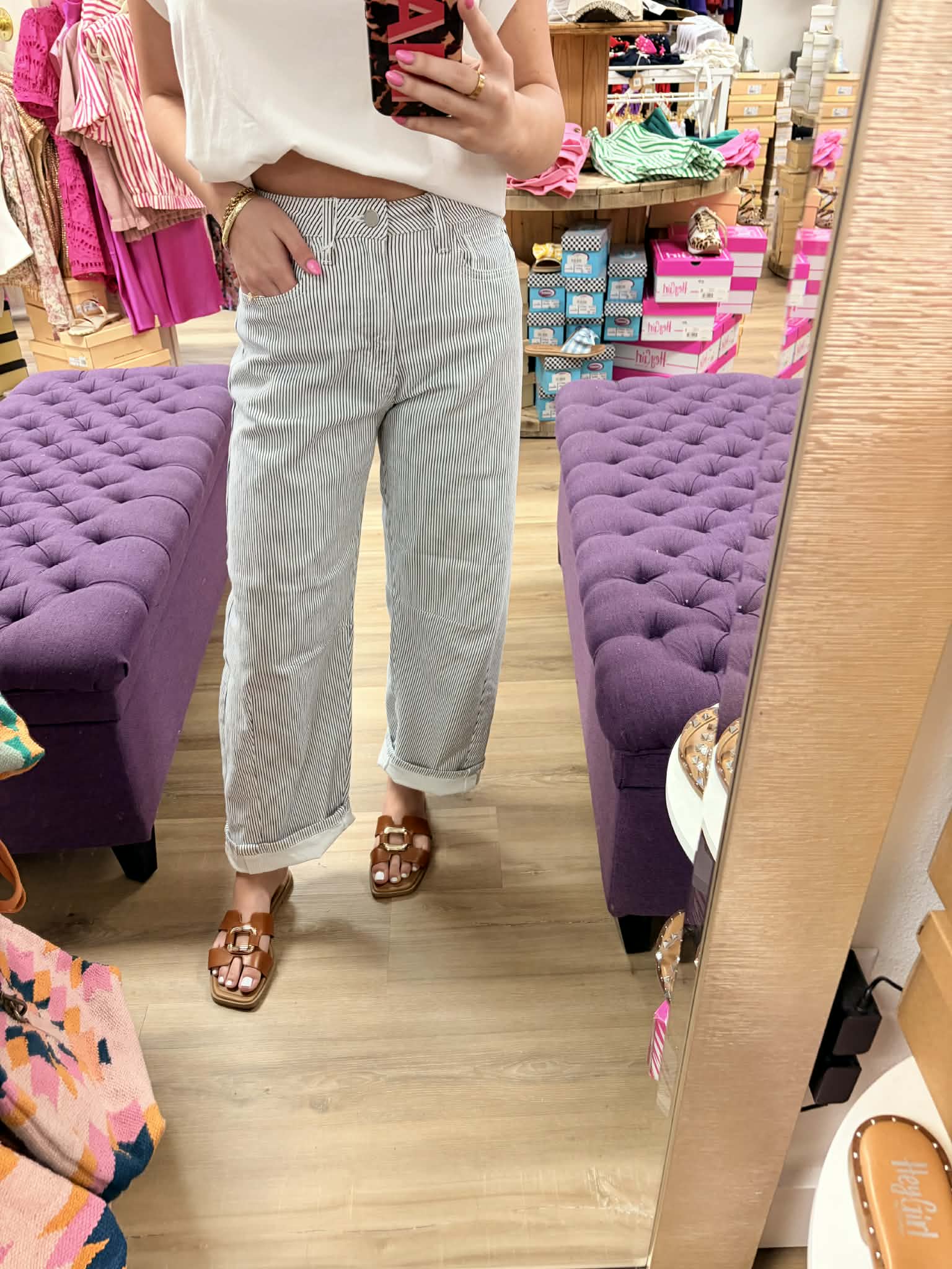 Striped Barrel Jeans